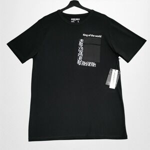 Seven Souls Pocket Tee Mens Large Black King Of The World Graphic Shirt NWT $78